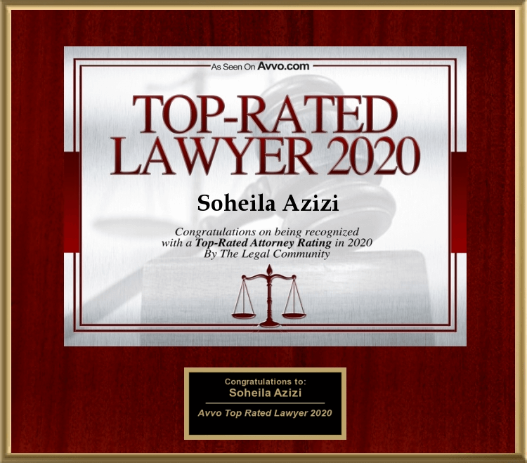 As Seen On Avvo.com | Top-Rated Lawyer 2020 | Soheila Azizi | Congratulations on being recognized with a Top-Rated Attorney Rating in 2020 By The Legal Community