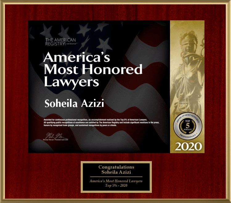The American Registry | Well Deserved | America's Most Honored Lawyers | Soheila Azizi | Top 5% - 2020