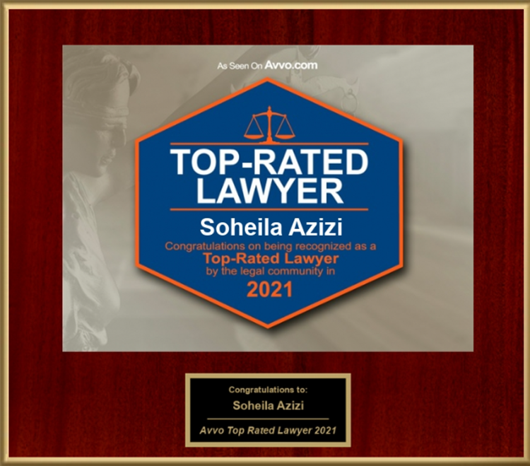 As Seen On Avvo.com | Top-Rated Lawyer 2021 | Soheila Azizi | Congratulations on being recognized as a Top-Rated Lawyer by the legal community in 2021